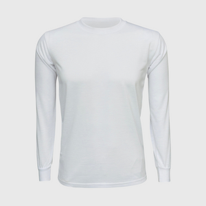 Polyester White Cotton-Feel Long Sleeve Tee