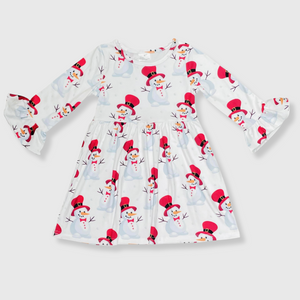 Snowman White Christmas Dress