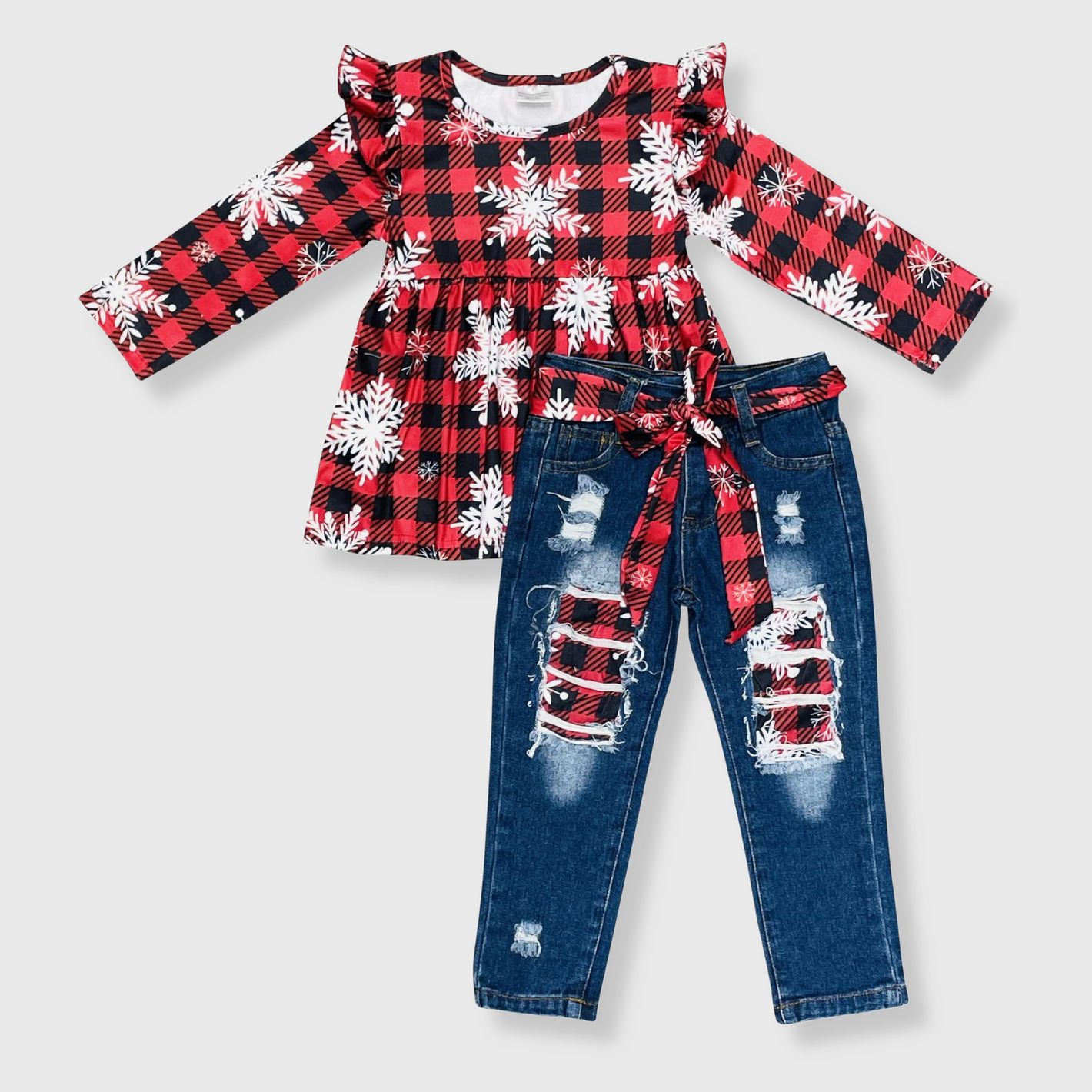 Buffalo Plaid Snowflakes Pant Outfit