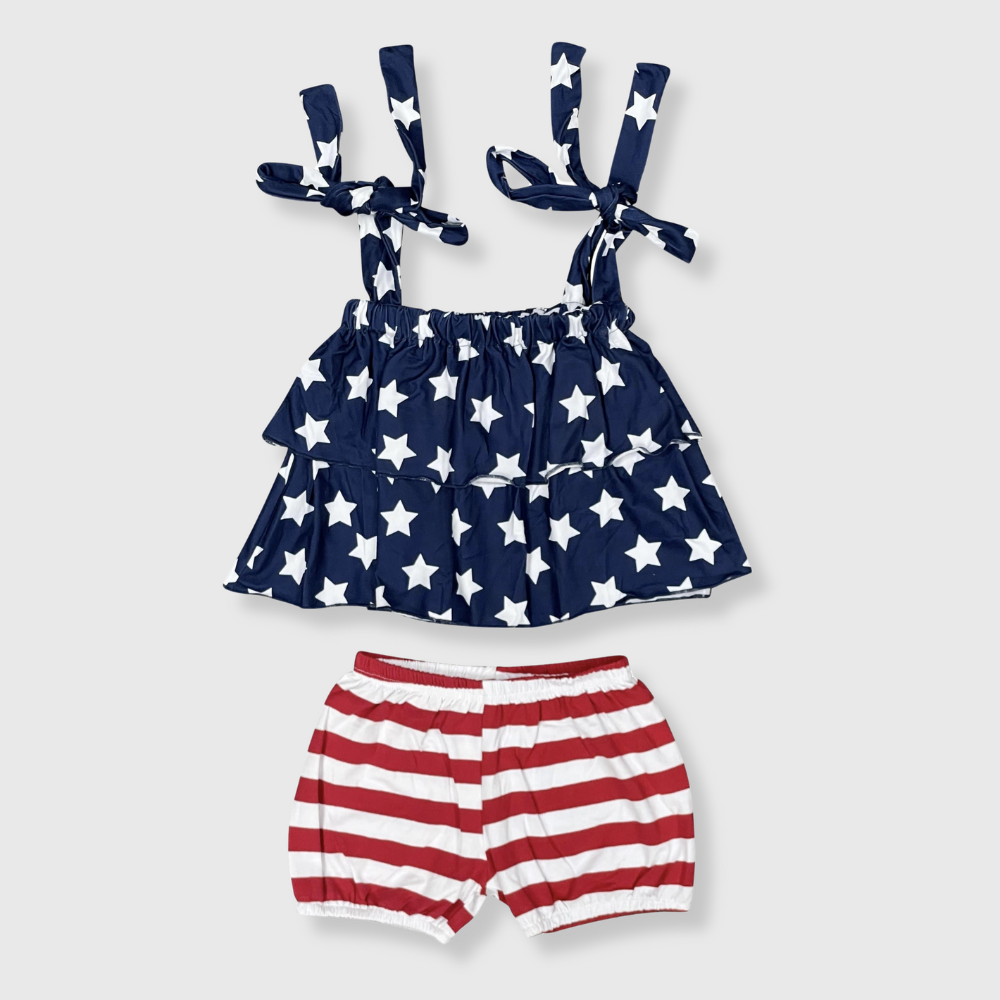 Patriotic Stars and Stripes Cold Shoulder Outfit Kids