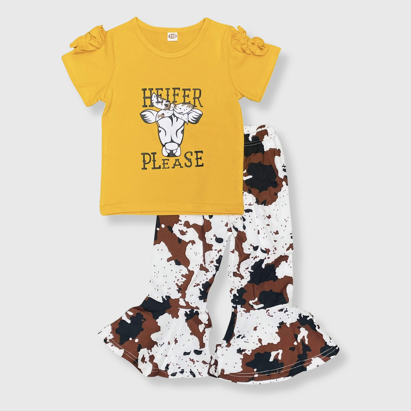 Cow 'Heifer Please' Yellow Kids Outfit