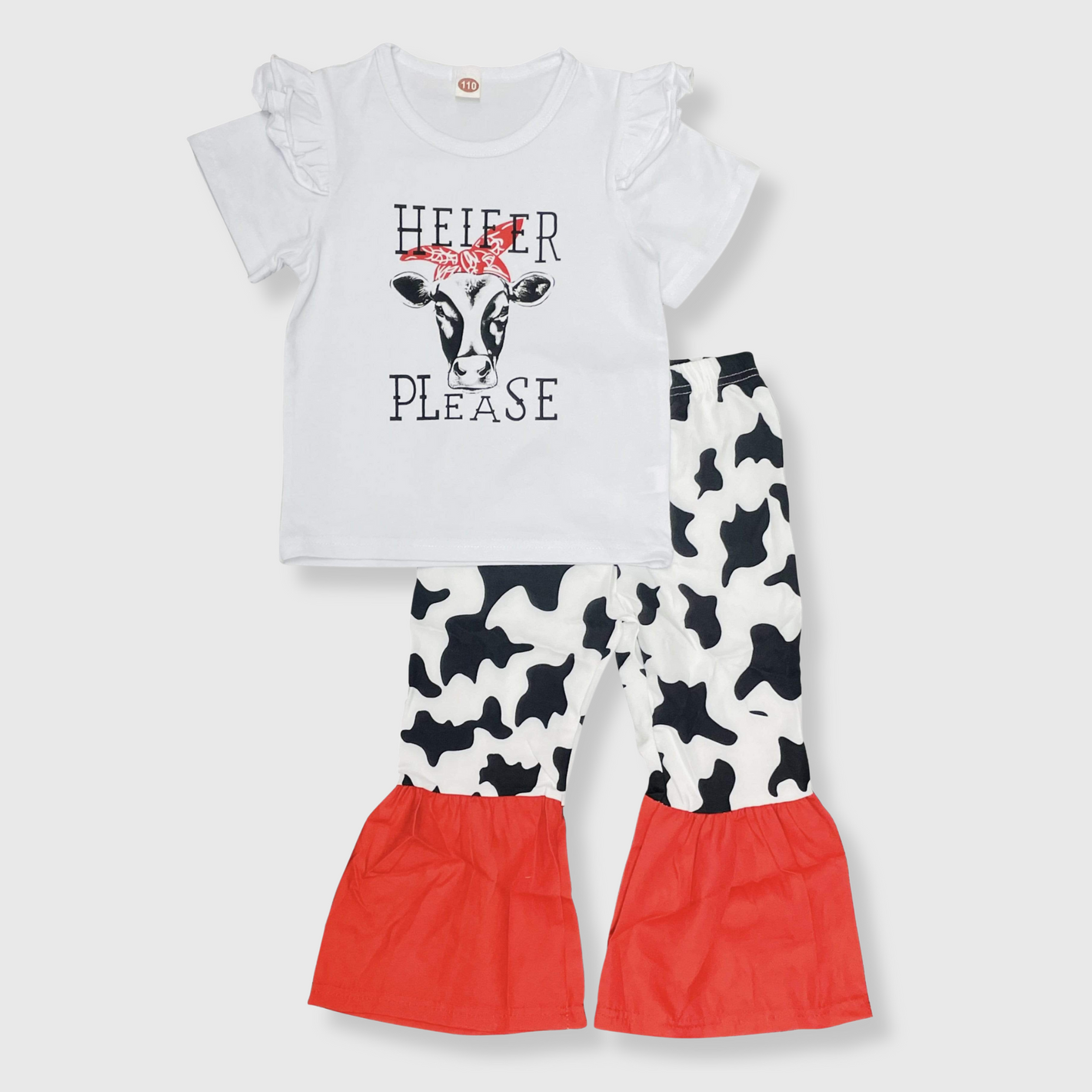 Cow 'Heifer Please' White Kids Outfit