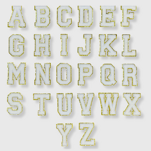 CP1094 -  White with Gold Chenille Letters