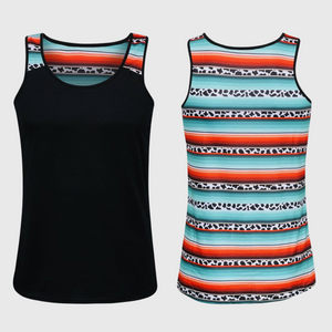 Serape Cheetah Black Polyester Tank Top