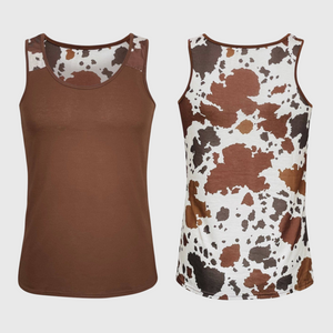 Cow Brown Polyester Tank Top