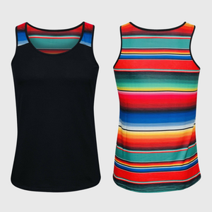 Serape Black Polyester Tank Top