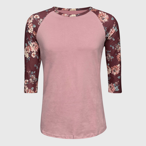 Floral Pink Burgundy Top