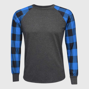 Plaid Blue Long Sleeves Polyester