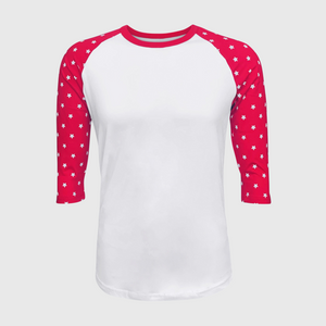 Star Sleeves White Red Top