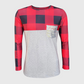 Color Block Gray Plaid Sequin Top