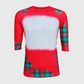 Buffalo Plaid Red Green Raglan Blank Faux Bleached Top (Red)