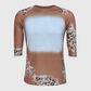 Cheetah Light Brown Raglan Blank Faux Bleached Top