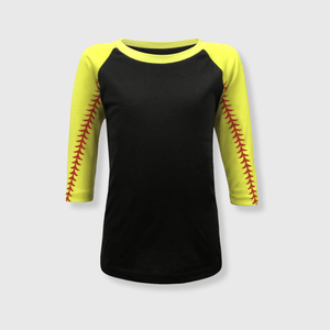 ILTEX Apparel 2T / Black/Yellow Softball Sleeve Raglan Kids