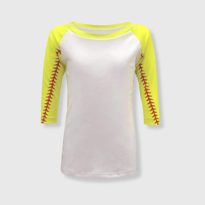 ILTEX Apparel 2T / White/Yellow Softball Sleeve Raglan Kids