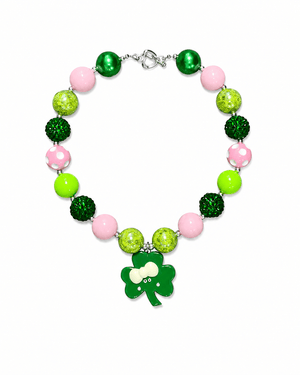 ILTEX Apparel Accessory Bubblegum Necklace - St. Patrick's Clover Green Pink