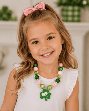 ILTEX Apparel Accessory Bubblegum Necklace - St. Patrick's Clover Green Pink