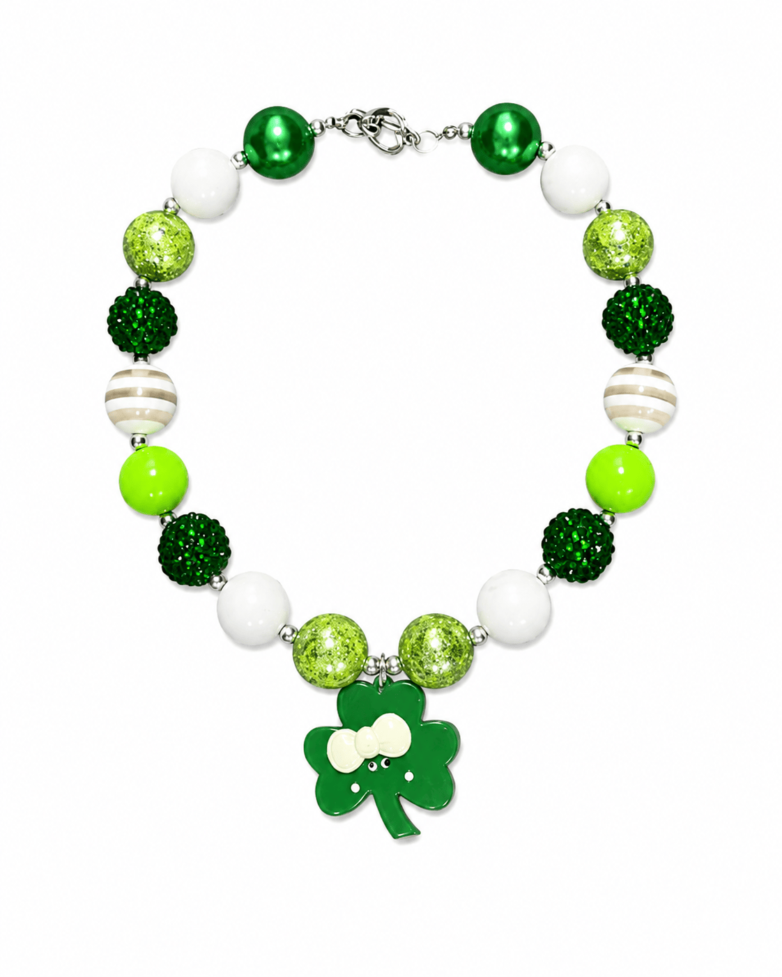 ILTEX Apparel Accessory Bubblegum Necklace - St. Patrick's Clover Striped