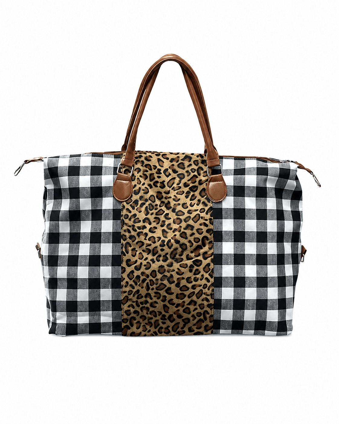 ILTEX Apparel Accessory Buffalo Plaid White Cheetah Weekender