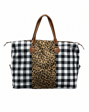 ILTEX Apparel Accessory Buffalo Plaid White Cheetah Weekender