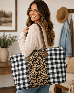 ILTEX Apparel Accessory Buffalo Plaid White Cheetah Weekender