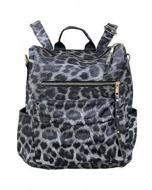 ILTEX Apparel Accessory Cheetah Black Leather Backpack