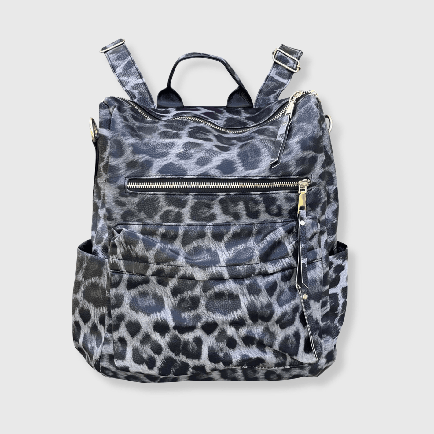 ILTEX Apparel Accessory Cheetah Black Leather Backpack