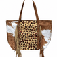 ILTEX Apparel Accessory Cheetah Brown Cow Tassel Fringe Bag