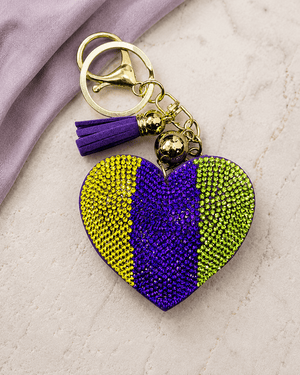 ILTEX Apparel Accessory KC1007 - Mardi Gras Heart Keychain