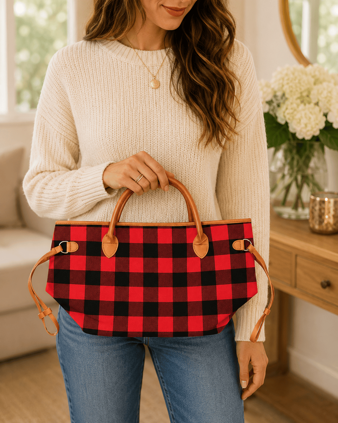 ILTEX Apparel Accessory Plaid Red Bag