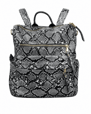 ILTEX Apparel Accessory Snake Black Leather Backpack