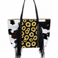 ILTEX Apparel Accessory Sunflower Black Cow Tassel Fringe Bag