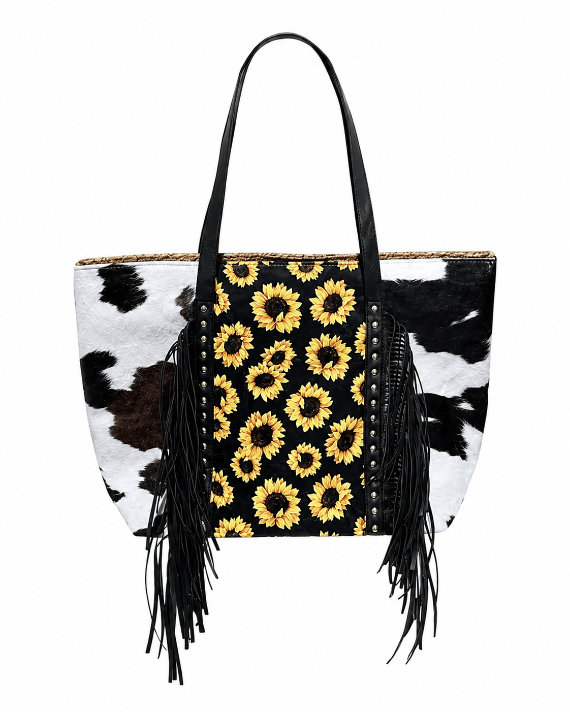 ILTEX Apparel Accessory Sunflower Black Cow Tassel Fringe Bag