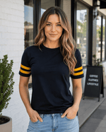 ILTEX Apparel Adult Clothing 2 Stripes Jersey T-Shirt - Black and Gold
