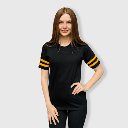 ILTEX Apparel Adult Clothing 2 Stripes Jersey T-Shirt - Black and Gold