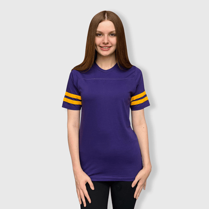 ILTEX Apparel Adult Clothing 2 Stripes Jersey T-Shirt - Purple and Gold