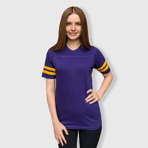 ILTEX Apparel Adult Clothing 2 Stripes Jersey T-Shirt - Purple and Gold