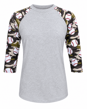 ILTEX Apparel Adult Clothing Baseball Camo Gray Polyester Top