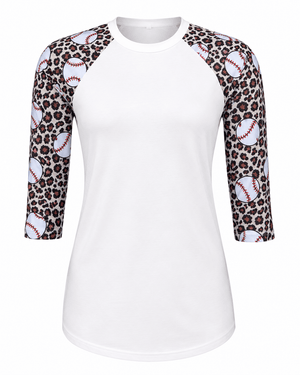 ILTEX Apparel Adult Clothing Baseball Cheetah White Polyester Top