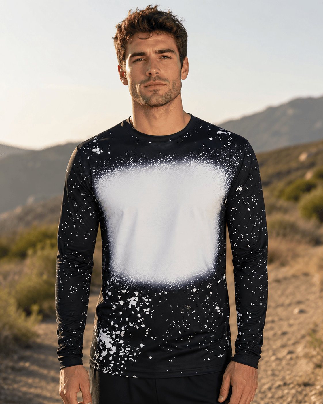 ILTEX Apparel Adult Clothing Black / Small FAUX Bleached Long Sleeve Tee