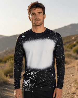 ILTEX Apparel Adult Clothing Black / Small FAUX Bleached Long Sleeve Tee