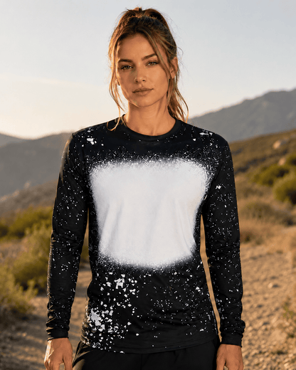 ILTEX Apparel Adult Clothing Black / Small FAUX Bleached Long Sleeve Tee