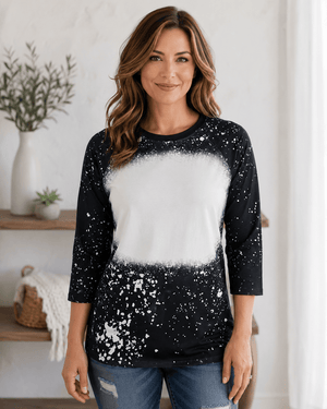 ILTEX Apparel Adult Clothing Black / Small FAUX Bleached Raglan Tee - Adult