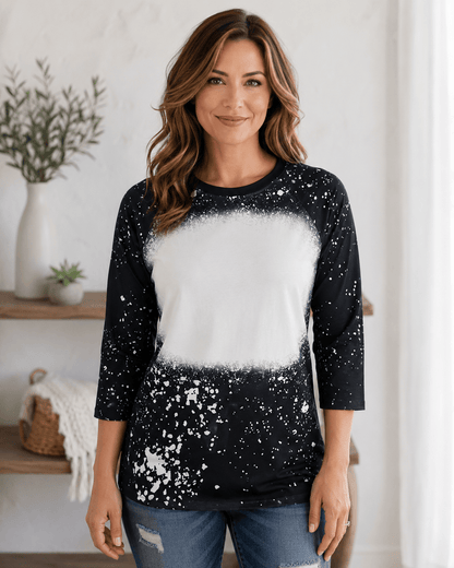 ILTEX Apparel Adult Clothing Black / Small FAUX Bleached Raglan Tee - Adult
