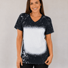 V-Neck FAUX Bleached Tees - Black