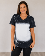 ILTEX Apparel Adult Clothing Black / Small V-Neck FAUX Bleached Tees