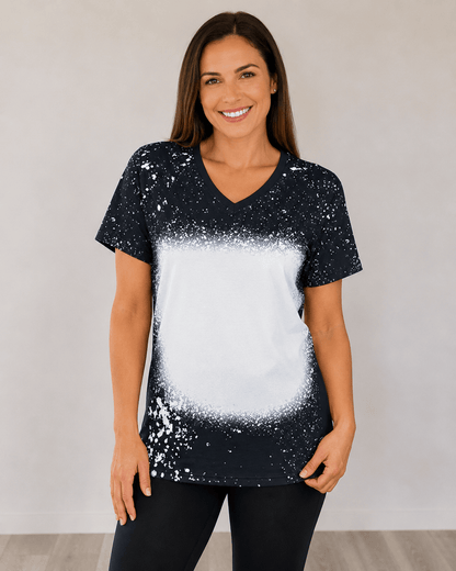 ILTEX Apparel Adult Clothing Black / Small V-Neck FAUX Bleached Tees