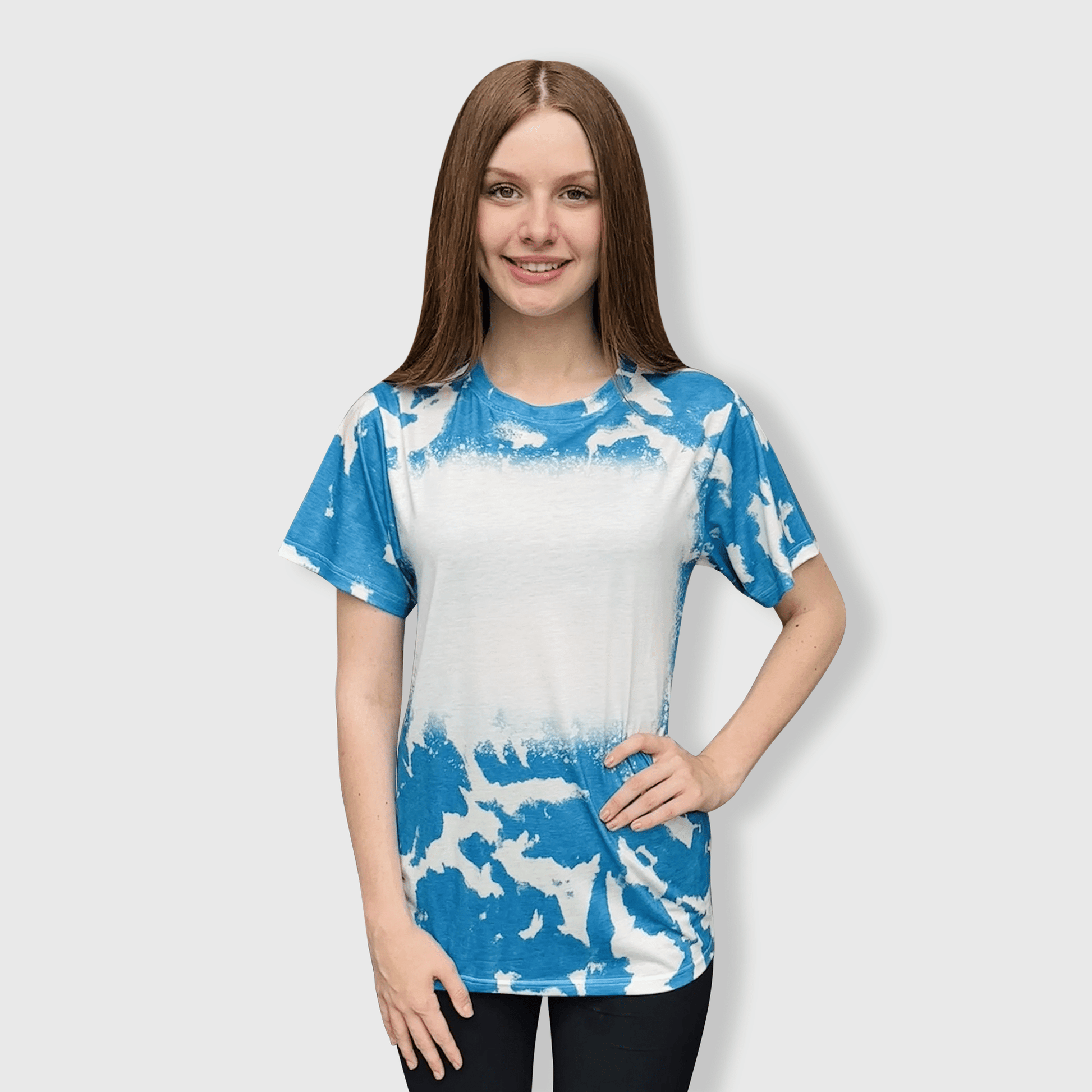 ILTEX Apparel Adult Clothing Blue / Small Cloud Distressed Blank Faux Bleached Top