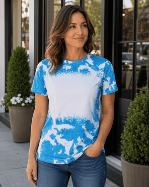 ILTEX Apparel Adult Clothing Blue / Small Cloud Distressed Blank Faux Bleached Top