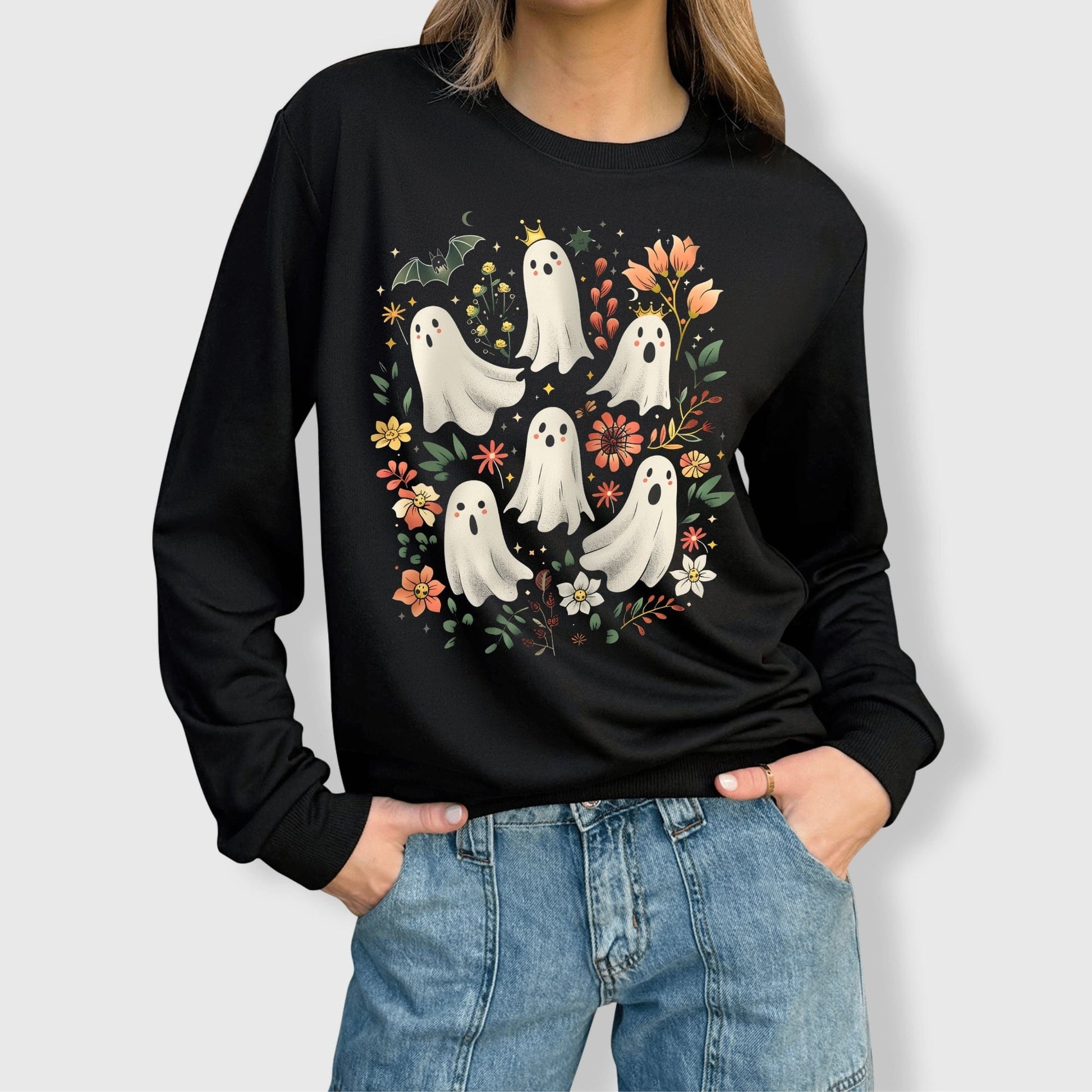 ILTEX Apparel Adult Clothing Boo Crew Floral Halloween Tee