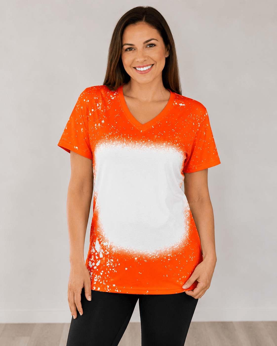 ILTEX Apparel Adult Clothing Bright Orange / Small V-Neck FAUX Bleached Tees